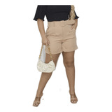 Short Alfaiataria Plus Size Com Cinto Forrado