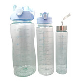Botellas Termo Vaso Envase 3 En 1 Motivacional Agua Gym