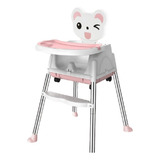 Silla Comedor 4 En 1 Bebes Color Rosa Liso