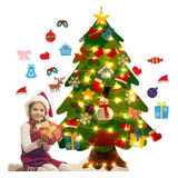 Árvore De Natal De Feltro Com 32 Ornamentos Com Luzes Led