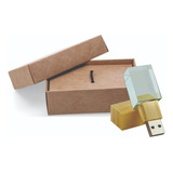 Kit 40 Pen Drive Vidro Ecológico 16gb Com Caixa Kraft 