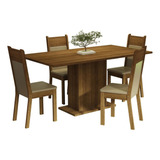 Juego De Comedor Elisa Con 4 Sillas Marron/crema/beige