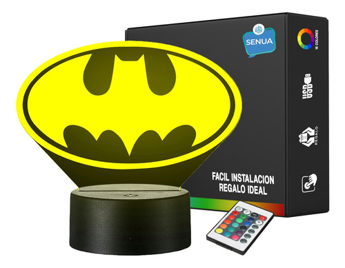 Lámpara De Noche Led Logo Batman Holograma Decoración Regalo