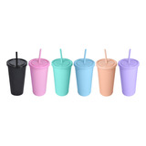 Vaso Plastico Tipo Starbuck 500ml Tapa Y Sorbete X 50 Unidad