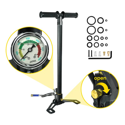 Bomba de Aire Manual Tuxing 4 Etapas 4500psi Negra para Tanques HPA y Bicicletas | Envío gratis