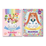 ** 2 Libros 500 Stickers Manga Y Kawaii ** Actividades