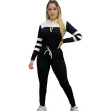 Conjunto Manga Longa Calca Blusa De Frio Casaco Tipo Moletom