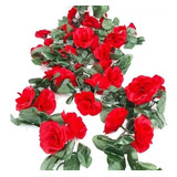 Guirnalda Flores Artificiales Rosas Hojas Para Jardin 2mt