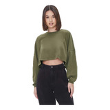 Buzo Crop Liso Forever21 Olivo 9195