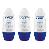 Kit C/03 Dove Original Desodorante Rollon Feminino 50ml
