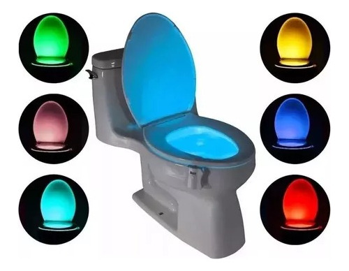 Luz Led 8 Colores Inodoro Con Sensor De Movimiento Full 