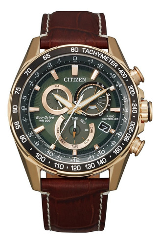 Citizen P-cat Perpetual Chrono A-t Cb5919-00x Color De La Correa Marrón Claro