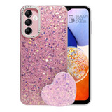 Carcasa Para Samsung A14 Glitter Incluye Pop Socket