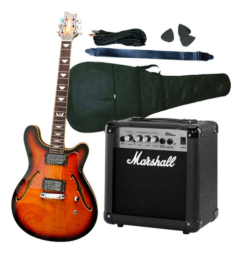 Guitarra Crimson Seg262 + Ampli Marshall Mg10 + Acc Color Sunburst