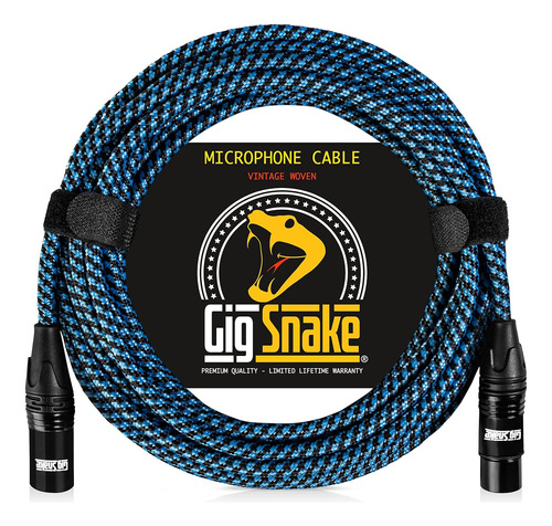 Cable De Micrófono Gig Snake De 25 Pies, Azul Xlr Macho A He