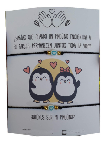Pulseras Pingüinos Parejas Novios Esposos Mejores Amigos Duo