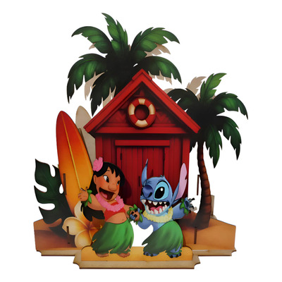Centro De Mesa Lilo Y Stitch 3d 12 Pz Marrón Claro