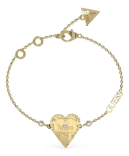 Pulsera Acero Inoxidable Corazon Guess Mujer Color Dorado Diámetro 10   Largo 19 Cm