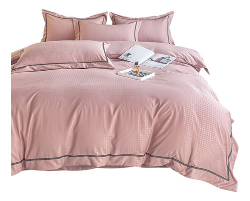 Duvet Unicolor Con Detalles En Relieve Rosado Doble