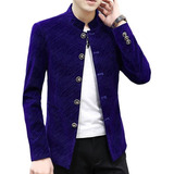 Chaqueta Saco Cuello Alto Slim Fit Tela Terciopelo  Formal