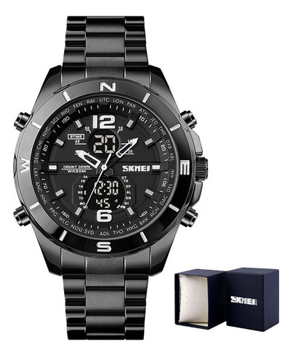 Reloj Deportivo Con Calendario Luminoso Cronógrafo Skmei 167 Color De La Correa Negro