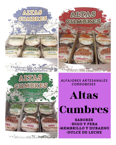 Alfajores Artesanales Cordobeces Altas Cumbres Caja X12
