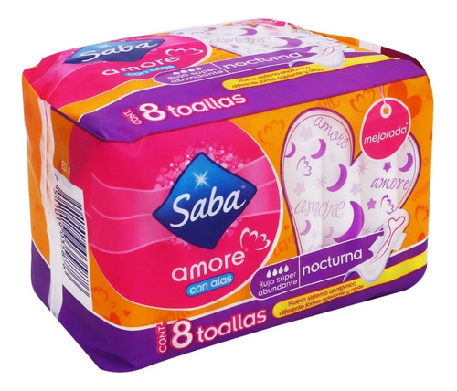 Toallas Femeninas Saba Amore Nocturna Con Alas 8 Piezas