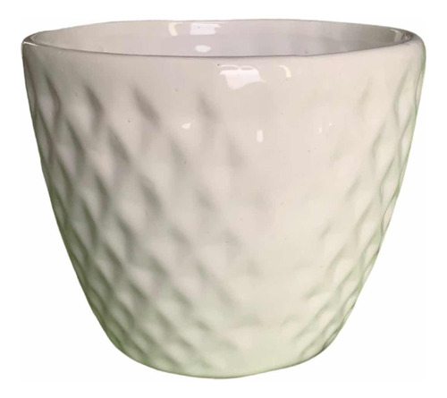 Maceta Cerámica Diamante Relieve Macetero Blanco Vaso Planta