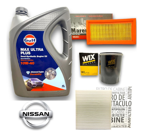 Kit Service 3 Filtros + Aceite 10w40 Nissan March Note Versa