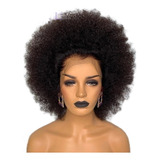 Peruca Wig Lace Cabelo Humano Cachos Afro 35cm 
