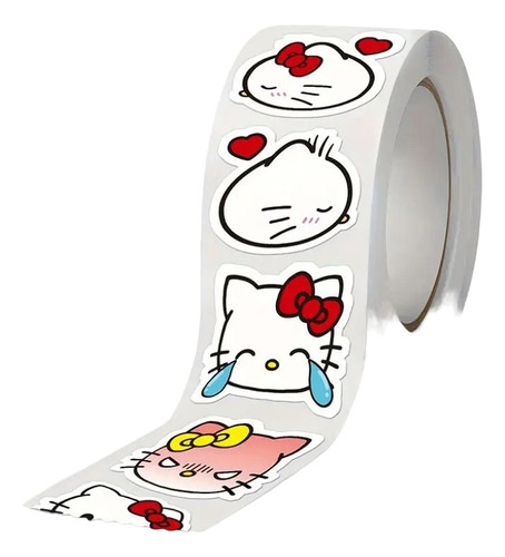 Rollo Stickers 500 Unidades Hello Kitty Caras Y Expresiones