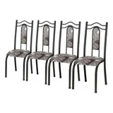 Jogo Conjunto De 4 Cadeiras  Jantar Aço Metal Cozinha Sala