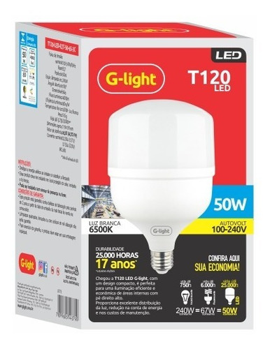 Lampada Led 50w T120 Glight Luz Branca -  6500k - Fria