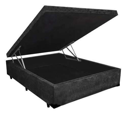 Cama Baú Viúva Lider Suede Preto 128x188 [retira]