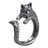 Anillo Vintage Tailandés De Plata Gato Mascota Live Boca Ani