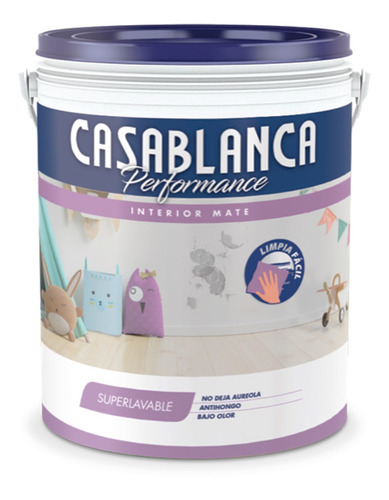 Casablanca Interior Performance Látex Mate 20lt Superlavable Color Blanco