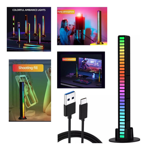 Barra Audioritmica Luz Led Rgb Control Por Ritmo De Musica