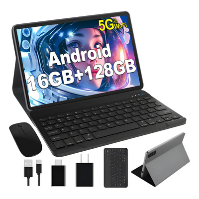 2024 Tablet 10 Pulgadas JUSYEA J6 Android 13 16GB RAM+128GB Memoria Rápida Octa-Cores Súper WiFi 65G+2.4G BT 5.0 13MP+5MP 8000mAh con Funda Teclado y Ratón Gris | Envío gratis