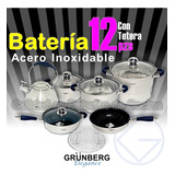 Batería De Cocina Con Tetera 12pzs 100% Certificada Grünberg
