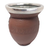 Mate De Vidrio Grande Taragüi  Marrón Oscuro Boca Fina