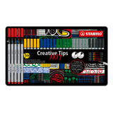 Caneta Stabilo Creative Tips Arty Estojo Metalico 30 Cores