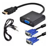 Convertidor Hdmi A Vga + Cable Vga 3m + Cable Audio + Envio