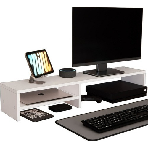 Suporte Monitor Gamer Mesa Setup Home Office 70cm Branco Mdf