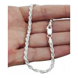 Pulseira Cordão Baiano 5mm 20cm Fecho Mosquetão Prata 925