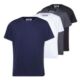 Kit Camiseta Masculina Basica Algodão 4 Unidades Premium Fit