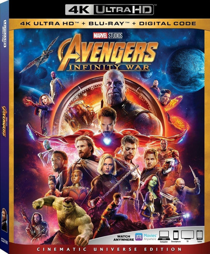 Avengers Infinity War Marvel Pelicula 4k Ultra Hd + Blu-ray