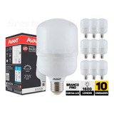 Kit 10 Lâmpada Led Bulbo E27 20w 6500k Bivolt Cor Da Luz Branco-frio 110v/220v