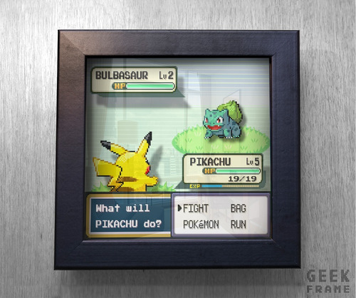 Pokemon- Pikachu Gameboy - Cuadro Diorama 3d - Geek Frame