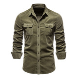 Pana Algodón Hombre Camisa Informal Ajustada Chaqueta