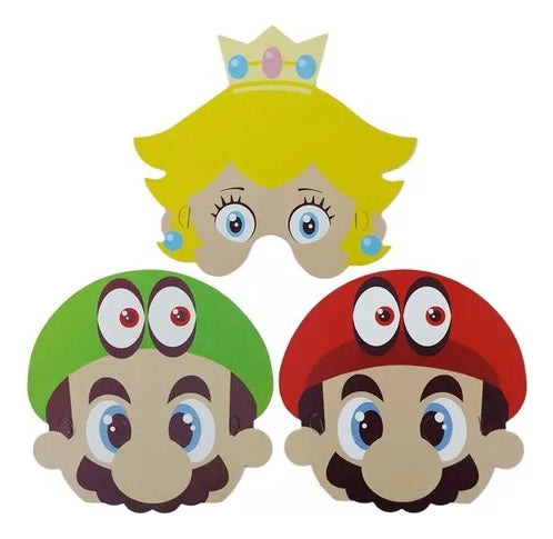 Máscaras Cumpleaños Súper Mario Bross (6 Unidades)